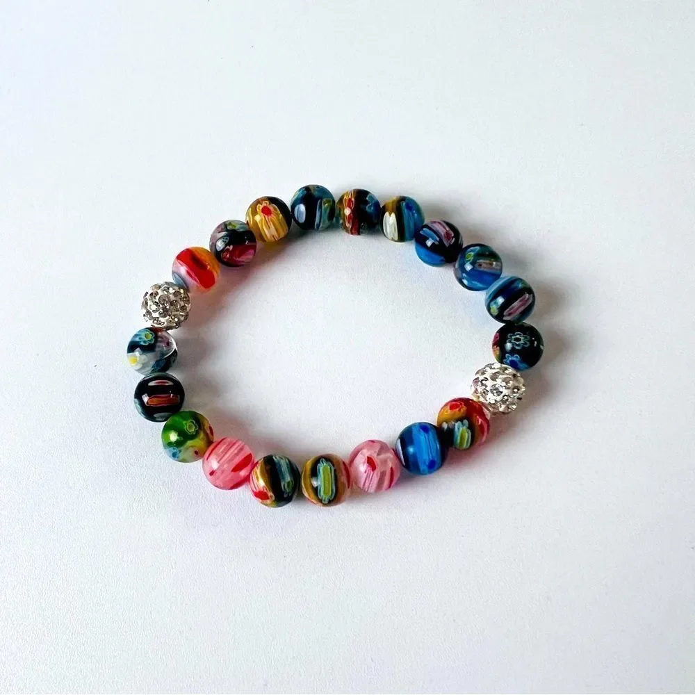 Bracelet Beaded Multicolour Flowers
